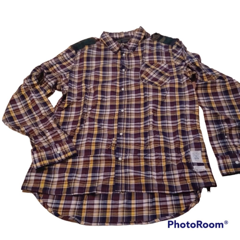 Buffalo David Bitton Xl/TG LS Shirt Western Casual Plaid Snap Closure NWT